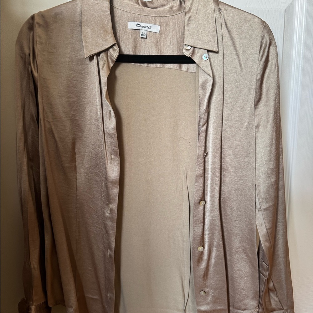 Madewell Satin Blouse in Shimmering Gold